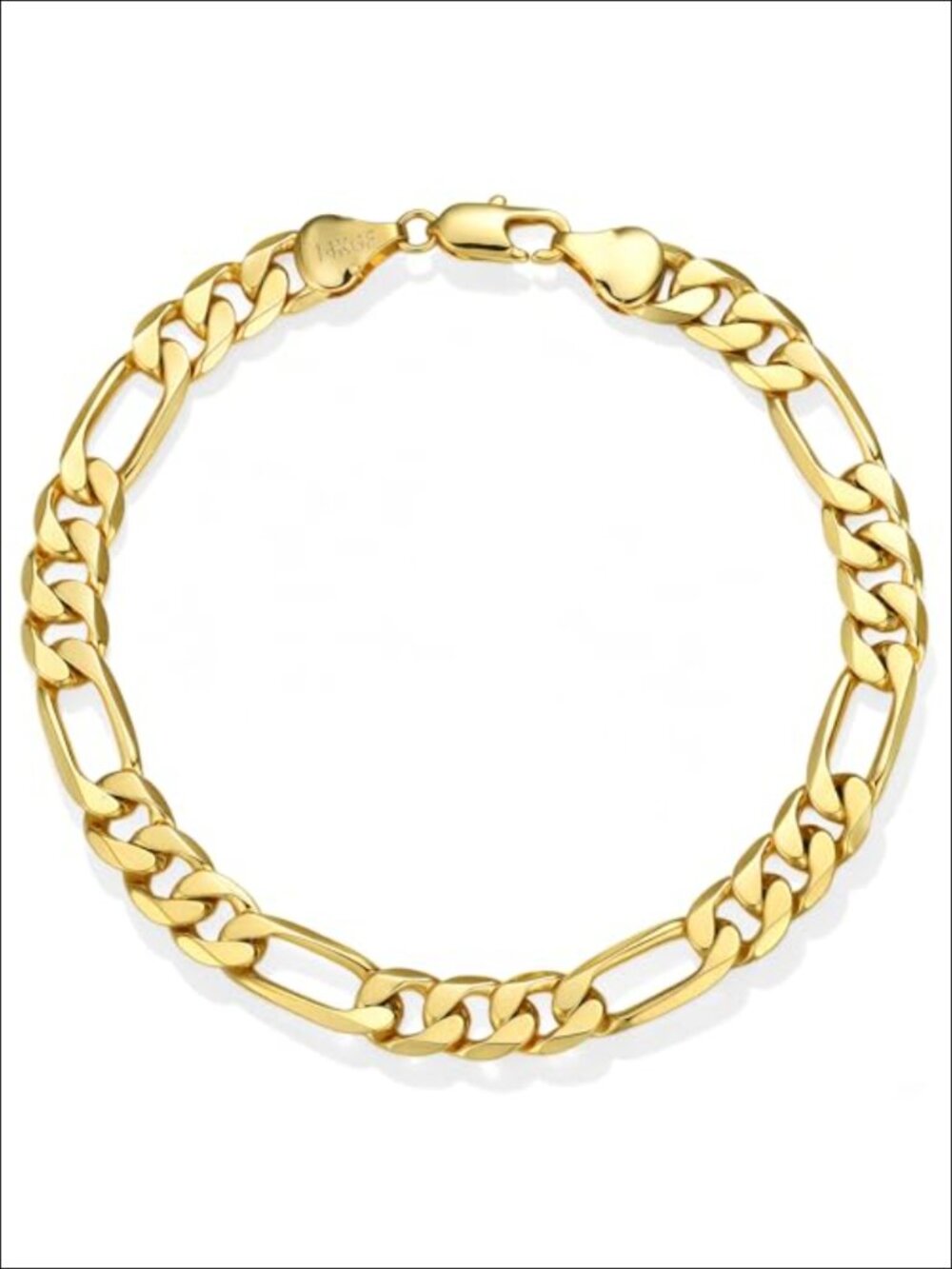 14K Gold Filled Figaro Link Bracelet 6mm Diamond-Cut Chain Unisex Stackable